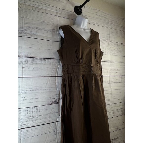 Vintage J Jill Maxi Dress Women 16T Cotton Brown Sleeveless Handmaid Peasant - Picture 3 of 16